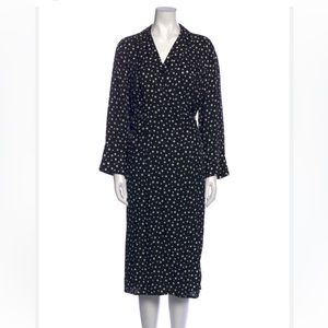 ESCADA Silk Midi Length Dress Size 36 Black Polka Dot.